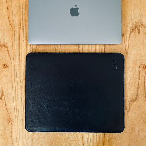 Laptop Sleeve / Folio 13-14'' & iPad Pro 12.9'' - Black Leather