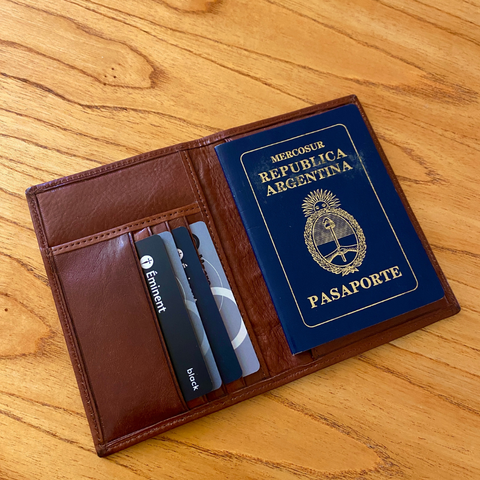 Passport Holder Wallet - Cognac Leather