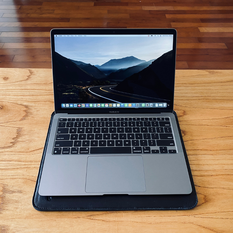 Laptop Sleeve / Folio 13-14'' & iPad Pro 12.9'' - Black Leather