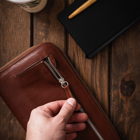 Travel Wallet - Cognac Leather