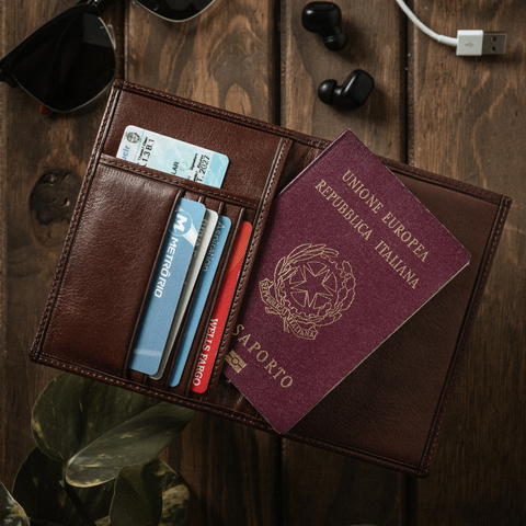 Passport Holder Wallet - Chocolate Leather