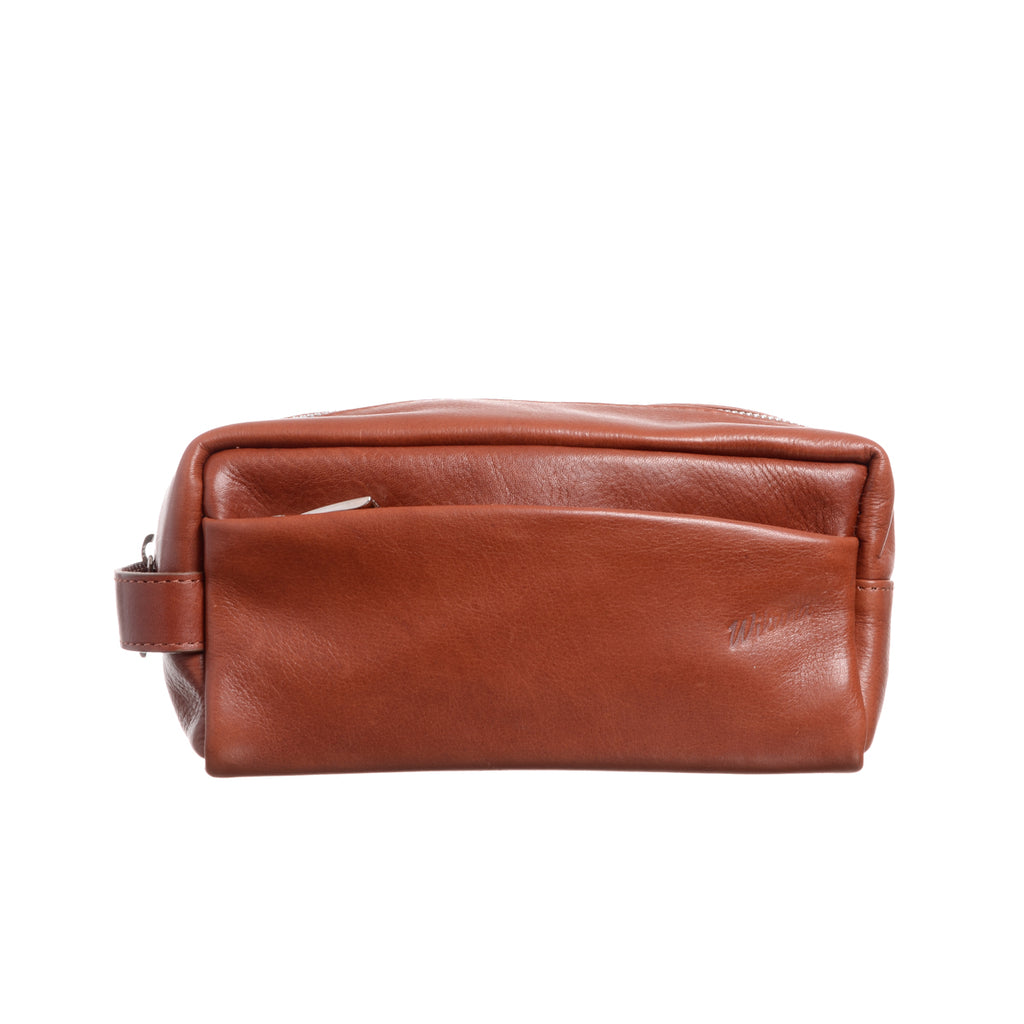 Wash Bag - Cognac Leather