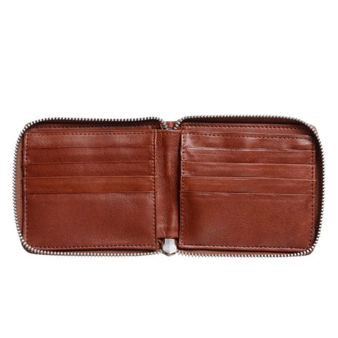 Euro Zip Wallet - Cognac Leather