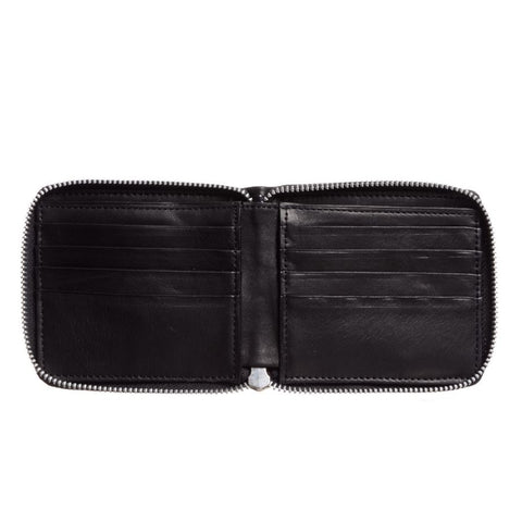 Euro Zip Wallet - Black Leather