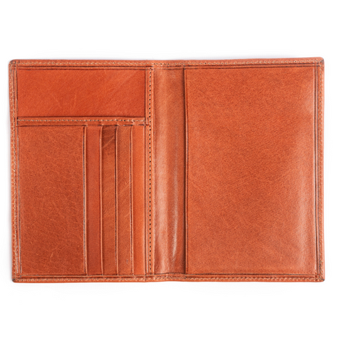 Passport Holder Wallet - Cognac Leather