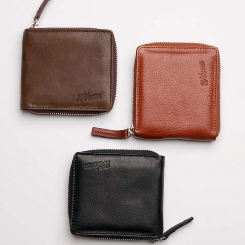 Euro Zip Wallet - Black Leather
