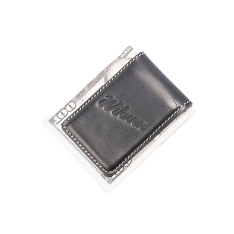 Money CLIP Wallet - Black Leather